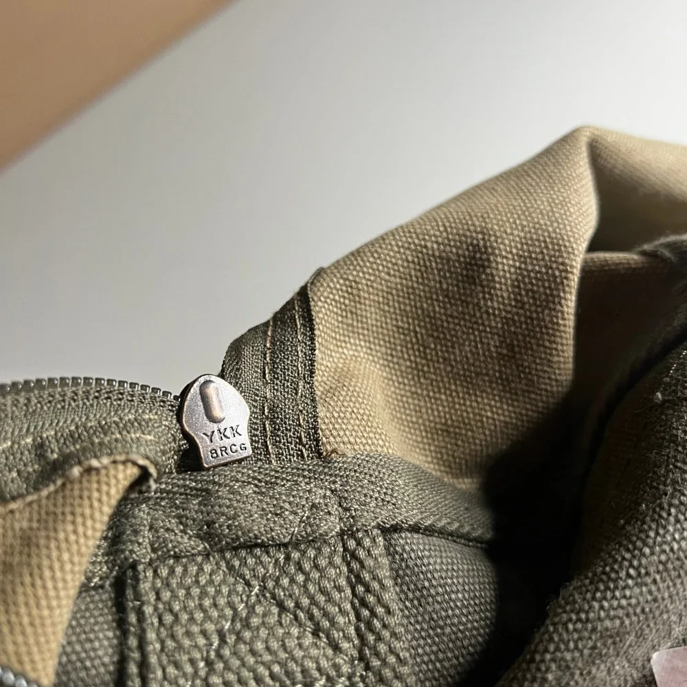 LL Bean Canvas Duffle Bag Khaki Olive Green World Hunger Relief Travel Gym Bag